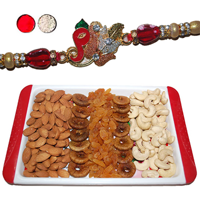 "Rakhi -SR-9030 A (Single Rakhi) , Dryfruit Thali - code RD1000 - Click here to View more details about this Product